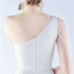 Beaded One-Shoulder Maxi Dress