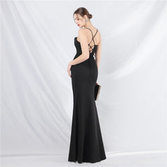 Backless Boned Camisole Split Maxi Dress