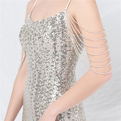 Sequined Spaghetti-Strap Maxi Dress