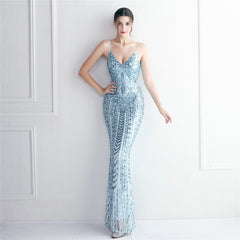 Sequined Fringed Fishtail Maxi Dress