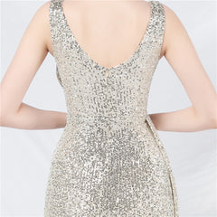 Sequined Split A-Line Maxi Dress