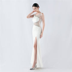 Embroidered Sheer Mesh Maxi Dress