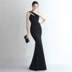 One-Shoulder Asymmetric Split Maxi Dress