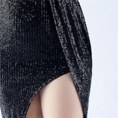 Backless Feathered Sequined Beaded Bodycon Dress