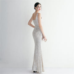 Sequined Fringe Fishtail Maxi Dress