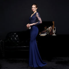 Elegant Lace Diamond Fishtail Dress