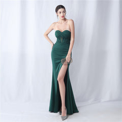 Strapless Boned Split Maxi Dress