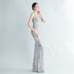 One-Shoulder Sequin Maxi Dress