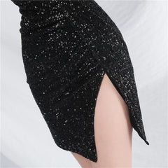 Sequined V-Neck Bodycon Dress