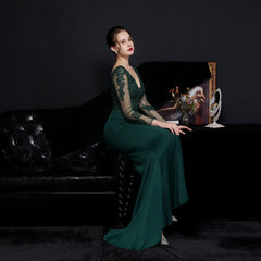 Elegant Lace Diamond Fishtail Dress