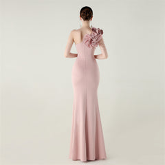 One-Shoulder Beaded Maxi Dress