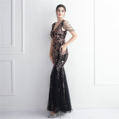 Sequined Beaded Fishtail Maxi Dress