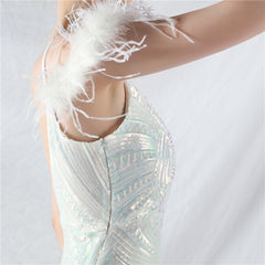 Sequin Ostrich-Feather Maxi Dress