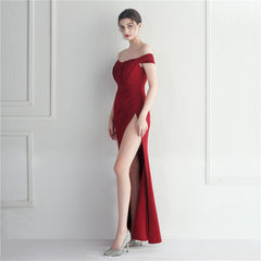 Off-Shoulder Split Maxi Dress