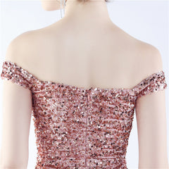 Off-Shoulder Sequin Split Maxi Dress