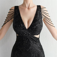 Sequined Fishtail Maxi Dress