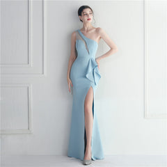 Ruffled One-Shoulder Maxi Dress