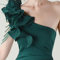 One-Shoulder Beaded Maxi Dress