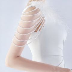 One-Shoulder Feather Maxi Dress