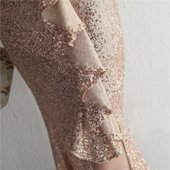 Sequined Split Fishtail Maxi Dress