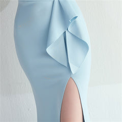 Ruffled One-Shoulder Maxi Dress