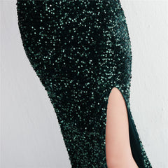 Sequined V-Neck Maxi Dress