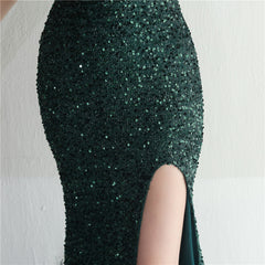 One-Shoulder Sequined Split Maxi Dress