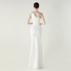 One-Shoulder 3D Floral Maxi Dress