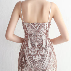 Elegant Sequin Beaded Fishtail Maxi Dress