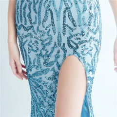 One-Shoulder Sequin Maxi Dress