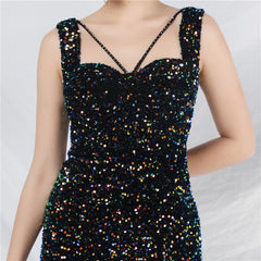 Sequined Beaded Ruched Bodycon Dress