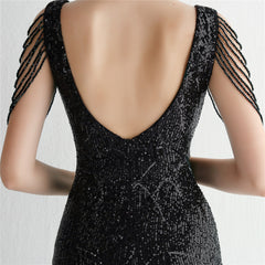 Sequin Fringe Maxi Dress