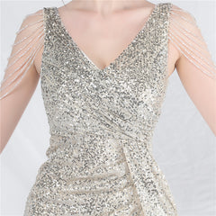 Sequined V-Neck Bodycon Dress