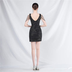 Sequined V-Neck Bodycon Dress