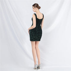 Sequined Beaded Ruched Bodycon Dress