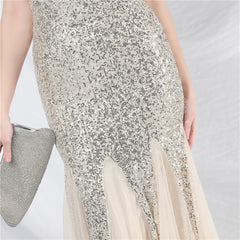 Ostrich Feather Sequined Maxi Dress