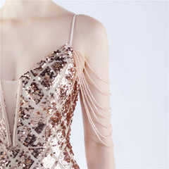 Lace-Up Beaded Split Maxi Dress