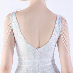 Ostrich Feather Beaded Maxi Dress