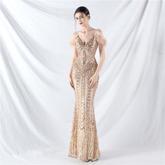 Sequin V-Neck Maxi Dress
