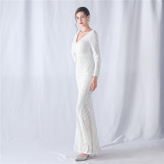 Sequined V-Neck Maxi Dress