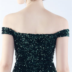 Off-Shoulder Sequin Split Maxi Dress