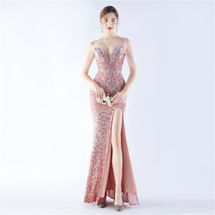 Asymmetric Sequin Maxi Dress