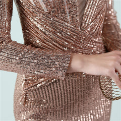 Sequined Gradient Fishtail Maxi Dress