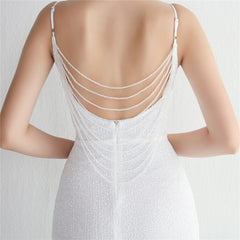 Sequin Beaded Fishtail Maxi Dress