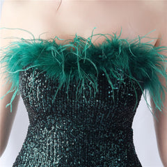 Feathered Gradient Evening Dress