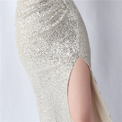 Sequined Side-Slit Maxi Dress