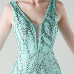 Backless Sequined Fishtail Maxi Dress