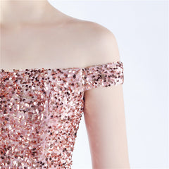 Off-Shoulder Sequin Split Maxi Dress