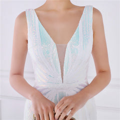 Sequined V-Neck Fishtail Maxi Dress