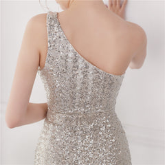 Asymmetric Sequin Maxi Dress